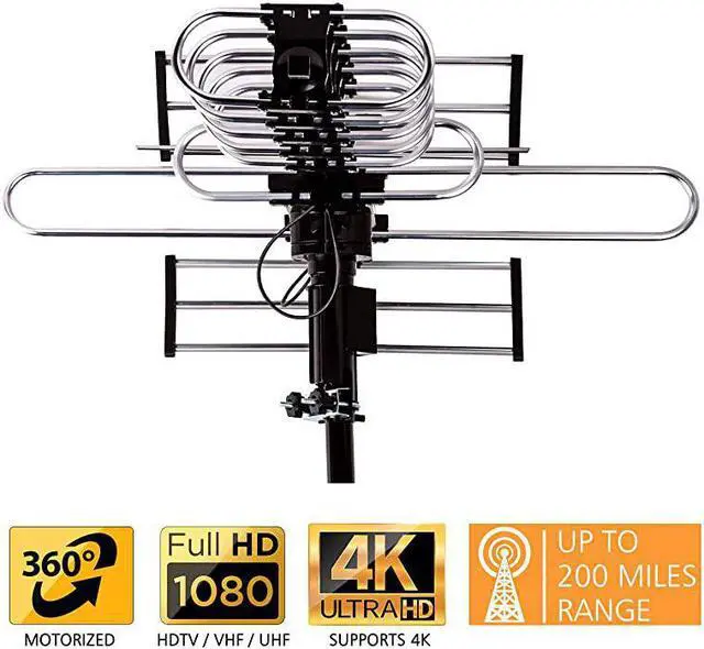 Alt view image 2 of 7 - Newest 2020  Outdoor Digital Amplified HDTV Antenna up to 200 Mile Long RangeDirectional 360 Degree RotationHD 4K 1080P FM Radio Supports 5 TVs Plus Installation Kit and Mounting Pole