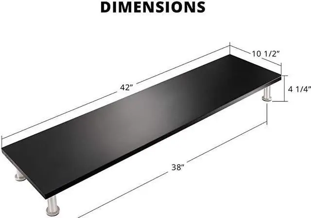 Alt view image 6 of 6 - Dual Monitor Stand for Computer Screens Solid Bamboo Riser Support The Heaviest Monitors Printers Laptops or TVs Perfect Shelf Organizer for Office Desk Accessories amp TV Stands Black