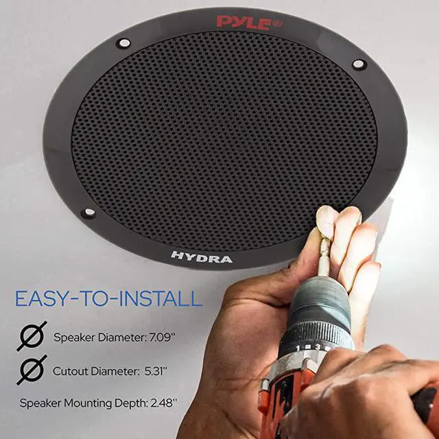 Alt view image 4 of 7 - 65 Inch Dual Marine Speakers 2 Way Waterproof and Weather Resistant Outdoor Audio Stereo Sound System with 400 Watt Power Polyprone Cone and Butyl Rubber Surround 1 Pair PLMR605W Black