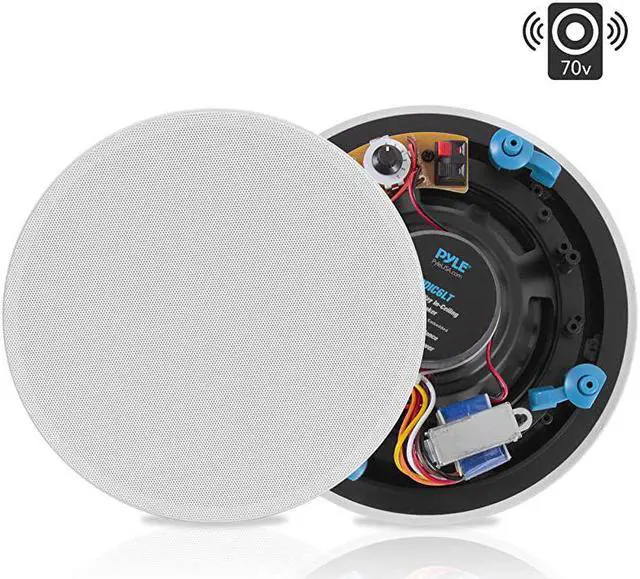Main image of Ceiling and Wall Mount Speaker 8 2Way 70V Audio Stereo Sound Subwoofer Sound with Dome Tweeter 600 Watts inWall inCeiling Flush Mount for Home Surround System  PDIC8LT White