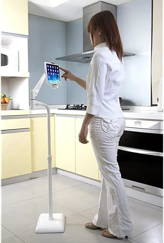 Alt view image 6 of 7 - Height Angle Adjustable 360 Degree Rotating Floor Stand for Tablet Including ipad ProMiniAir Surface Pro Samsung Galaxy Tab eBooks More ICFTS01W
