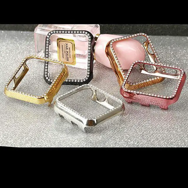 Alt view image 2 of 7 - 38mm Case Compatible with Apple Watch Band Bling Full Cover Bumper Protective Frame Screen Protector for iWatch Series 321 Silver38mm