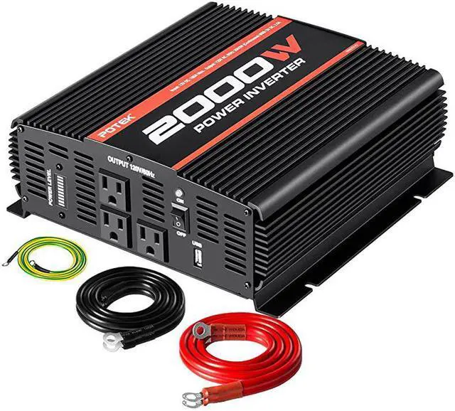 Main image of 2000W Power Inverter 3AC Outlets 12V DC to 110V AC Car Inverter with 2A USB Port and Bluetooth