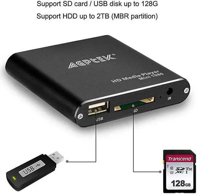 Alt view image 5 of 7 - Media Player Black Mini 1080p FullHD Ultra Digital Media Player for MKVRM HDD USB Drives and SD Cards