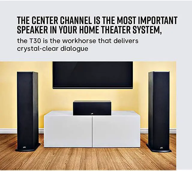 Alt view image 5 of 7 - T30 100 Watt Home Theater Center Channel Speaker - Hi-Res Audio with Deep Bass Response | Dolby and DTS Surround | Single, Black