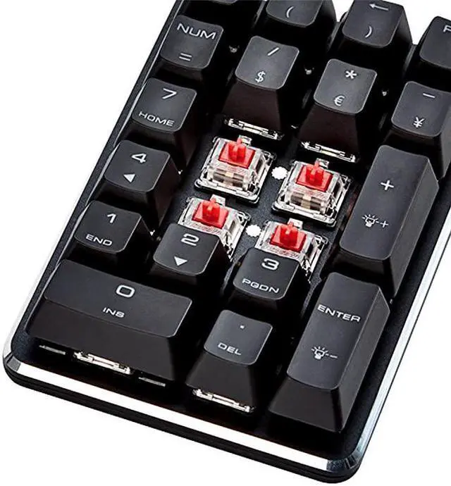 Alt view image 3 of 7 - Mechanical Numeric Keypad GATERON Red Switch Wired Ice Blue Backlight Gaming Keypad 21 Keys Mini Numpad Portable Keypad Extended Layout Black Magicforce