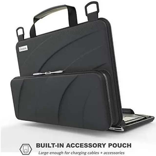 Alt view image 4 of 7 - 11116 inch Workin Chromebook Laptop Case with Pouch and Shoulder Strap Black PU