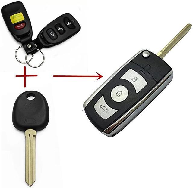 Replacement Folding Flip Key Case for Hyundai Elantra Sonata Santa Fe Keyless Entry Remote Key Fob Cover No Chip For Kia Key Fob 3 Button+Panic
