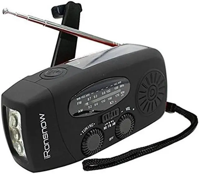 Main image of Upgraded 2000mAh?  Solar Emergency NOAA Weather Radio Dynamo Hand Crank Self Powered AM FM WB Radios 3 LED Flashlight 2000mAh with Charging Indicator Smart Phone Charger Power Bank (Black)