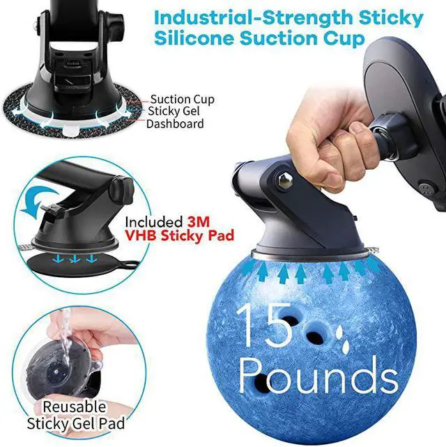 Alt view image 5 of 7 - Cup Phone Holder for WindshieldDashboardWindow Universal Dashboard Windshield Sturdy Cup Car Phone Mount with Strong Sticky Gel PadCompatible W iPhone Samsung Other Smartphone