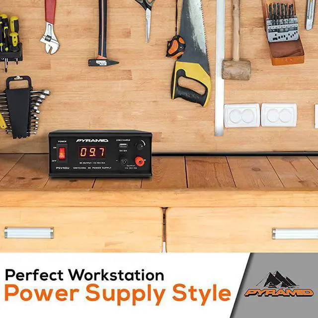 Alt view image 6 of 7 - Universal Compact Bench Power Supply 4 Amp Regulated Benchtop ACDC Converter Power Supply for CB Radio HAM w 120240V AC Switchable to 15V15 Volt DC USB Digital LCD Display  PSV40U