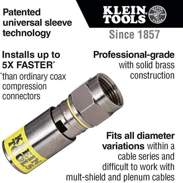 Alt view image 2 of 4 - VDV812612 Compression Connectors Universal F Connectors RG66Q with Universal Sleeve Technology Professional Grade 50Pack