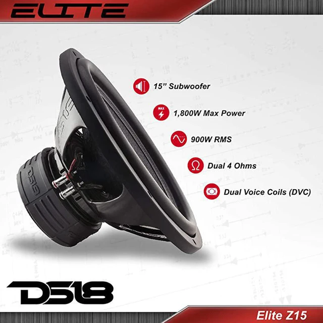 Alt view image 2 of 6 - Elite Z15 Subwoofer in Black 15 1800W Max Power 900W RMS Dual 4 Ohms DVC Premium Car Audio Bass Speaker Great for Low Frequencies and High Power Applications 1 Speaker
