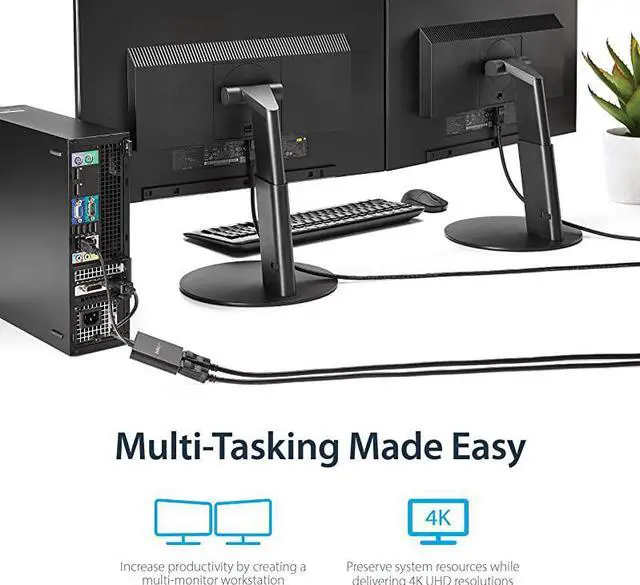 Alt view image 4 of 7 - com 2Port Multi Monitor Adapter DisplayPort 12 MST Hub to Dual 4K 30Hz or 1080p USB Bus Powered Video Splitter for Extended Desktop Mode on Windows MSTDP122DP Black