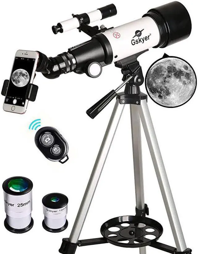 Main image of Telescope 70mm Aperture 400mm AZ Mount Astronomical Refracting Telescope for Kids Beginners Travel Telescope with Carry Bag Phone Adapter and Wireless Remote