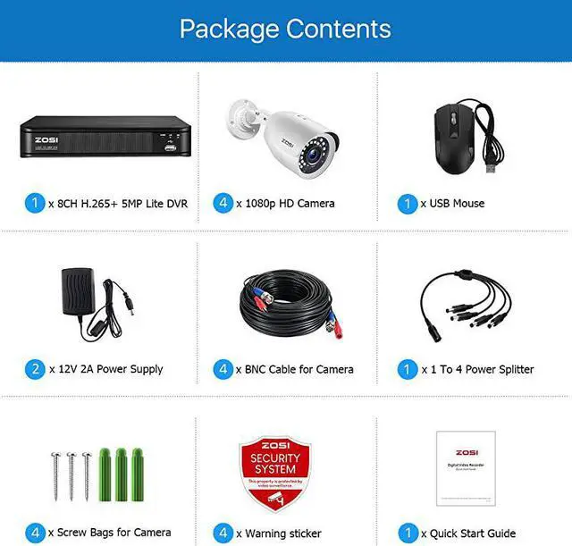 Alt view image 2 of 7 - H265+ Full 1080p Home Security Camera System Outdoor Indoor 5MPLite CCTV DVR 8 Channel and 4 x 1080p 2MP Day Night Vision Weatherproof Surveillance Bullet Camera Motion Alerts No HDD