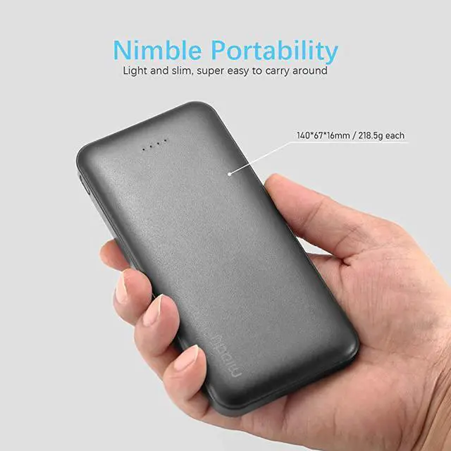 Alt view image 7 of 7 - 2Pack  10000mAh Dual USB Portable Charger Fast Charging Power Bank with USB C Input Backup Charger for iPhone X Galaxy S9 Pixel 3 and etc