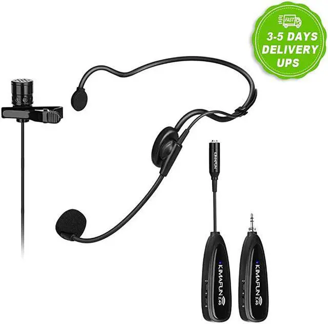 Main image of Wireless Microphone System 24G Wireless Microphone TransmitterReceiver Set with Headset Lavalier Lapel Mics Ideal for Teaching WeddingsPresentationsSchool PlayG102