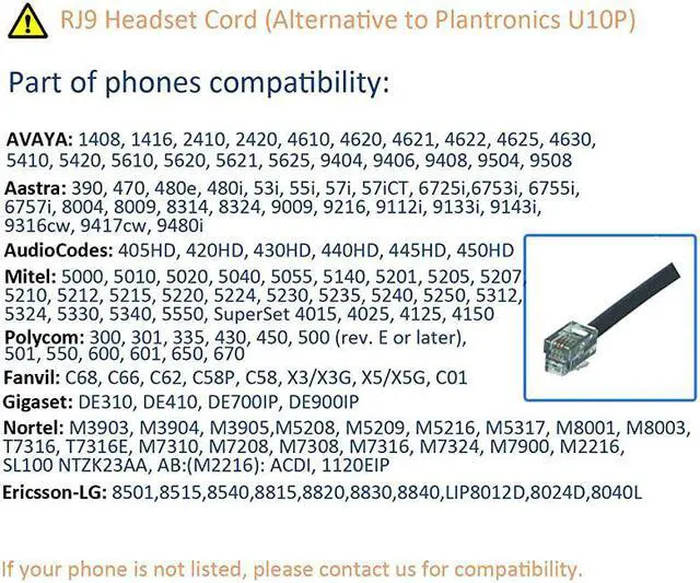 Alt view image 3 of 6 - Phone Headset for Office Landline Phones Call Center Telephone Headset with Noise Cancelling Microphone for Plantronics T10 Avaya 1408 Aastra Fanvil Polycom Nortel Gigaset 3Com etc
