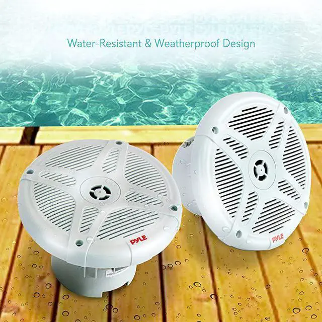 Alt view image 4 of 6 - 65 Inch Marine Speakers Pair 2way IPX4 Waterproof and Weather Resistant Outdoor Audio Dual Stereo Sound System with 600 Watt Power and Low Profile Design  PLMR652W White