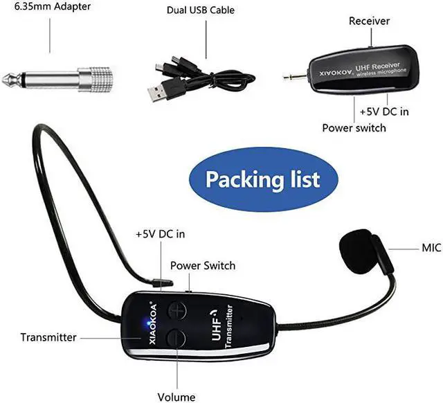 Alt view image 7 of 7 - Microphone Headset UHF Mic Headset and Handheld 2 in 1 160 ft Range for Voice Amplifier Stage Speakers Teacher Tour Guides Fitness InstructorDo Not Support PhoneMacLaptop