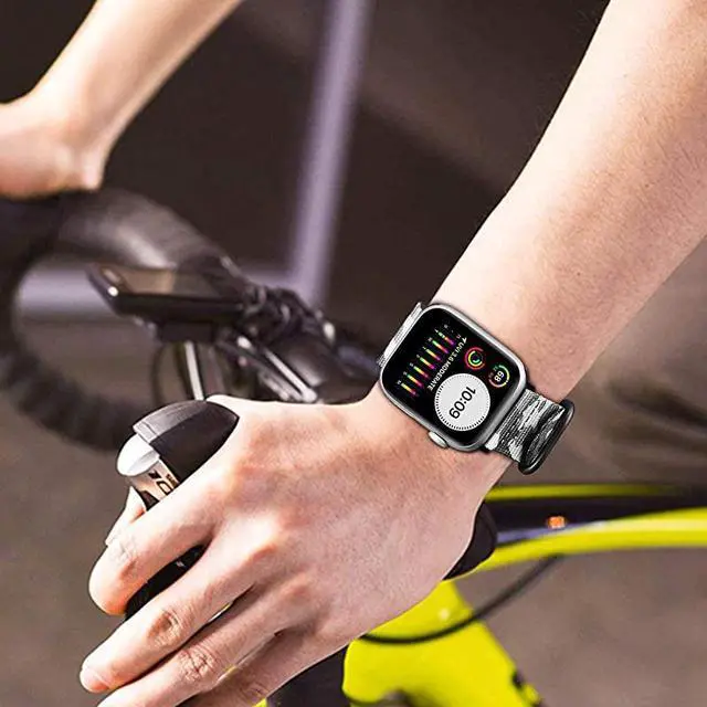 Alt view image 4 of 7 - Band Compatible with Apple Watch 44mm 42mm, Lightweight Breathable Woven Nylon Sport Wrist Strap with Metal Buckle Compatible 44mm 42mm Apple Watch Series SE / 6/5/4/3/2/1