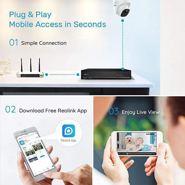 Alt view image 3 of 6 - 8CH 5MP PoE Home Security Camera System, 4pcs Wired 5MP Outdoor PoE IP Cameras, 8MP/4K 8-Channel NVR with 2TB HDD for 24/7 Recording, RLK8-520D4