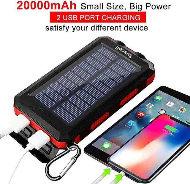 Alt view image 3 of 7 - Solar Charger  20000mAh Portable Solar Power Bank for Cell Phone Dual 5V21A USB Ports Output and 2 Led Flashlight Perfect for Outdoor TripEmergency