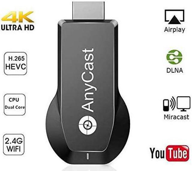 4K1080P Anycast M100 Wireless Display Adapter WiFi Display Dongle HDMI Screen Mirroring Dual Core H265HEVC HD TV Stick Without Switching Miracast Airplay Support 4K 1080P Wireless & Streaming Audio -