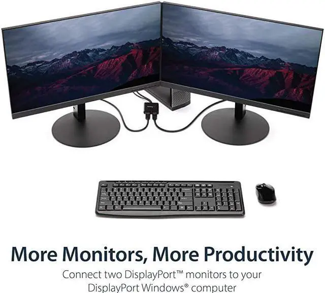 Alt view image 2 of 7 - com 2Port Multi Monitor Adapter DisplayPort 12 MST Hub to Dual 4K 30Hz or 1080p USB Bus Powered Video Splitter for Extended Desktop Mode on Windows MSTDP122DP Black