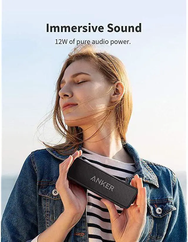 Alt view image 3 of 6 - Soundcore 2 Portable Bluetooth Speaker with 12W Stereo Sound Bluetooth 5 Bassup IPX7 Waterproof 24Hour Playtime Wireless Stereo Pairing Speaker for Home Outdoors Travel