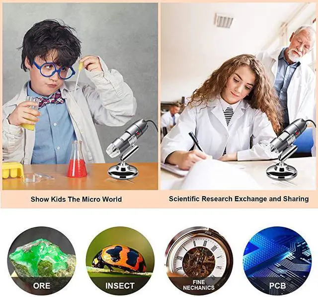 Alt view image 6 of 7 - USB Microscope Camera 40X to 1000X  Digital Microscope with Metal Stand amp Carrying Case Compatible with Android Windows 7 8 10 Linux Mac Portable Microscope Camera USB Microscope