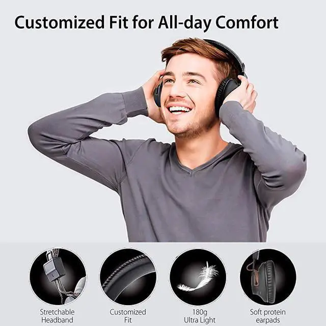Alt view image 5 of 7 - DG59M Wireless Gaming Headphones Set wDetachable Boom Mic Bluetooth USB Audio Dongle Compatible with PS4 PS5 PC Laptop Computer Chat Music Easy Mute No Delay 40hrs Play Time