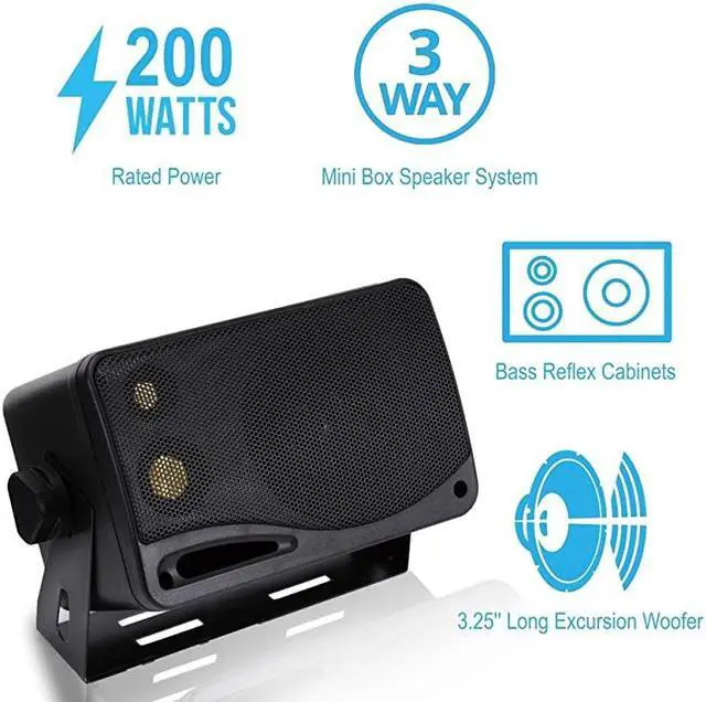 Alt view image 2 of 7 - 3-Way Indoor Outdoor Speaker System - 3.5 Inch 200W Pair of Mini Box Ceiling Wall Mount Speakers w/ 1" Tweeter, 3.25" Woofer, 1.75” Midrange - Home Theater Entertainment, PA System -  2022SX