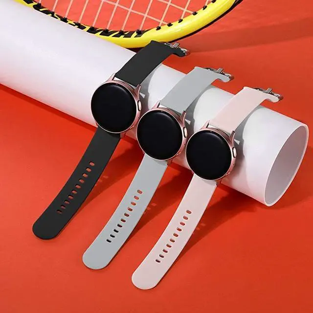 Alt view image 2 of 7 - Compatible with Samsung Galaxy Active 2 Watch Bands 40mm 44mm Galaxy Watch Active Bands Galaxy Watch bands 42mm 20mm Silicone Sport Strap3 PackSmallPink SandGrayBlack