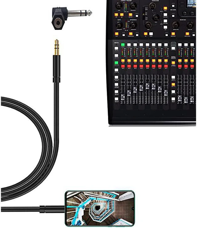 Alt view image 6 of 7 - Right Angle 1/4 Male to 1/8 Female Adapter, 90 Degree 6.35mm 3 Pole Male to 3.5mm Female Stereo TRS Headphone Audio Converter Connector(2-Pack)