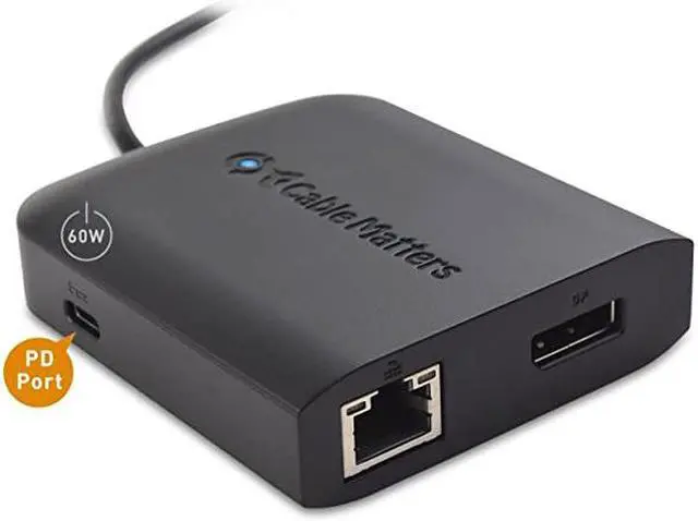 Alt view image 4 of 7 - USB C Multiport Adapter USB C Hub with DisplayPort 8K 2X USB 20 Fast Ethernet and 60W Charging in Black USBC and Thunderbolt 3 Port Compatible with MacBook Pro and More