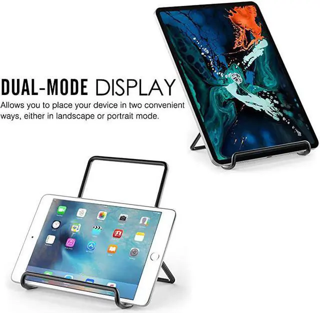 Alt view image 5 of 6 - Foldable Tablet Stand 2 Pack Adjustable Metal Holder for 9129quot Tablet Compatible with iPad 102quot 2019 New iPad Air 3rd Gen iPad Pro 10597 iPad Pro 11 2020129 Galaxy Tab E 96quot Black