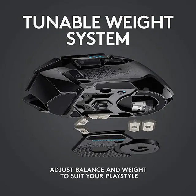 Alt view image 7 of 7 - 502 Lightspeed Wireless Gaming Mouse with HERO 25K Sensor PowerPlay Compatible Tunable Weights and Lightsync RGB Black