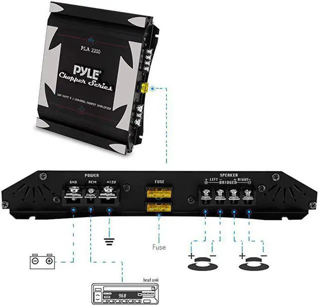 Alt view image 2 of 7 - 2 Channel Car Stereo Amplifier 1400W Dual Channel Bridgeable High Power MOSFET Audio Sound Auto Small Speaker Amp w Crossover Bass Boost Control Gold Plated RCA Input Output  PLA2200 Black