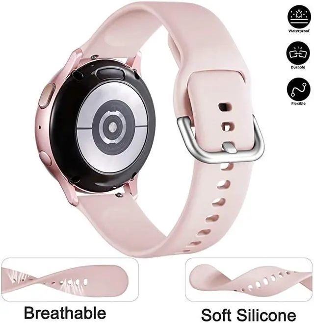 Alt view image 7 of 7 - Compatible with Samsung Galaxy Active 2 Watch Bands 40mm 44mm Galaxy Watch Active Bands Galaxy Watch bands 42mm 20mm Silicone Sport Strap3 PackSmallPink SandGrayBlack