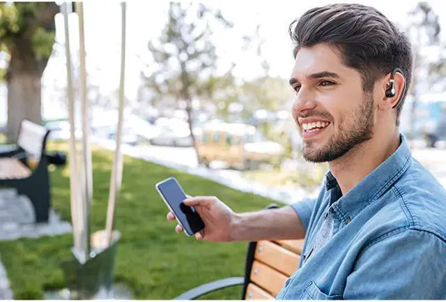 Alt view image 7 of 7 - Bluetooth Headset 50 HighFidelity Audio Wireless Bluetooth Earpiece Hands Free Business Earphones with Noise Reduction micCompatible iPhoneAndroid Cell Phones Other Bluetoothenabled Device