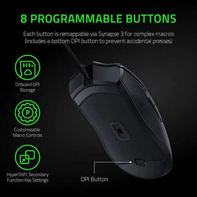 Alt view image 6 of 7 - Viper Ultralight Ambidextrous Wired Gaming Mouse Fastest Mouse Switch in Gaming 16000 DPI Optical Sensor Chroma RGB Lighting 8 Programmable Buttons DragFree Cord