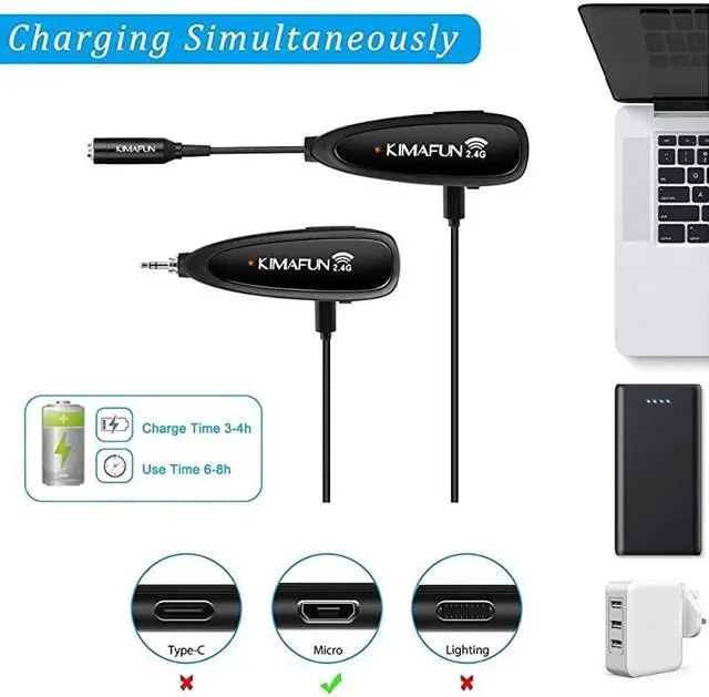 Alt view image 7 of 7 - Wireless Microphone System 24G Wireless Microphone TransmitterReceiver Set with Headset Lavalier Lapel Mics Ideal for Teaching WeddingsPresentationsSchool PlayG102
