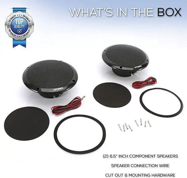 Alt view image 7 of 7 - 65 Inch Dual Marine Speakers 2 Way Waterproof and Weather Resistant Outdoor Audio Stereo Sound System with 400 Watt Power Polyprone Cone and Butyl Rubber Surround 1 Pair PLMR605W Black