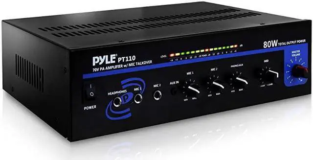 Main image of Compact Public Address Mono Amplifier Professional 50W Mini Home Power Audio Sound PA Speaker Receiver System w RCA Headphone 2 Microphone Inputs Independent Volume Control  PT110