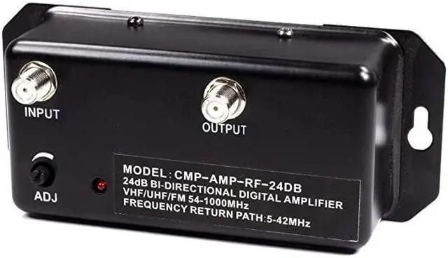 Alt view image 2 of 7 - 24db Distribution Amplifier | Digital TV Antenna Booster Signal Amplifier Adjustable BoostGain NTSC ATSC FM UHF VHF 1000 MHz Includes RG6 Coaxial Cable