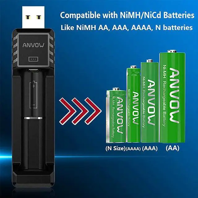 Alt view image 5 of 6 - Smart AAAA Battery Charger with 2 Counts Rechargeable AAAA Batteries NiMH 12V 400mAh 1200 Cycles Surface Pen Active Stylus Rechargables Battery