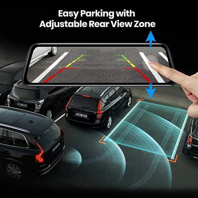 Alt view image 5 of 7 - V5 Mirror Dash Cam Front and RearNo Glare Stream Media Rear View Mirror Camera with 935 Full Laminated Touch Screen 1080P Super Night Vision Backup CameraGPS Tracking Parking Mode