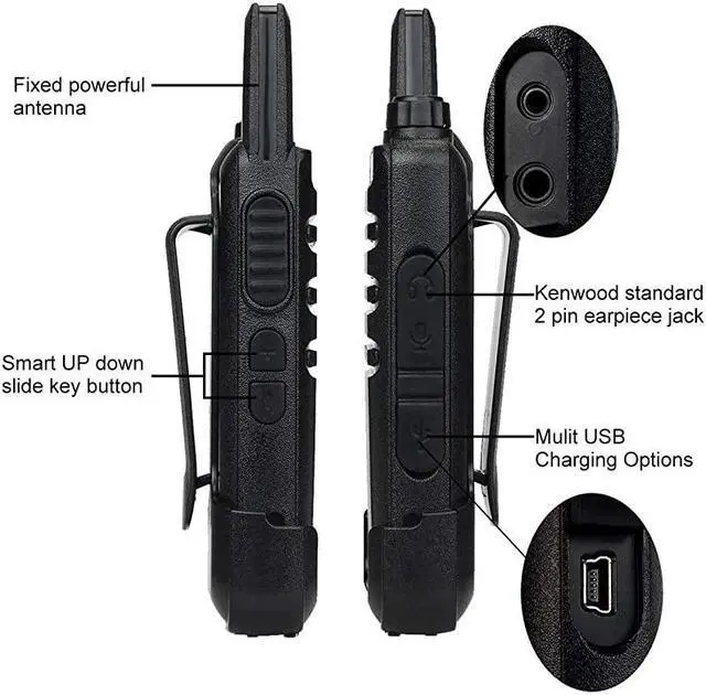 Alt view image 3 of 7 - RT22 Two Way Radio Long Range RechargeablePortable 2 Way RadioHandsfree Walkie Talkie for Adults Commercial Cruises Hunting Hiking 4 Pack